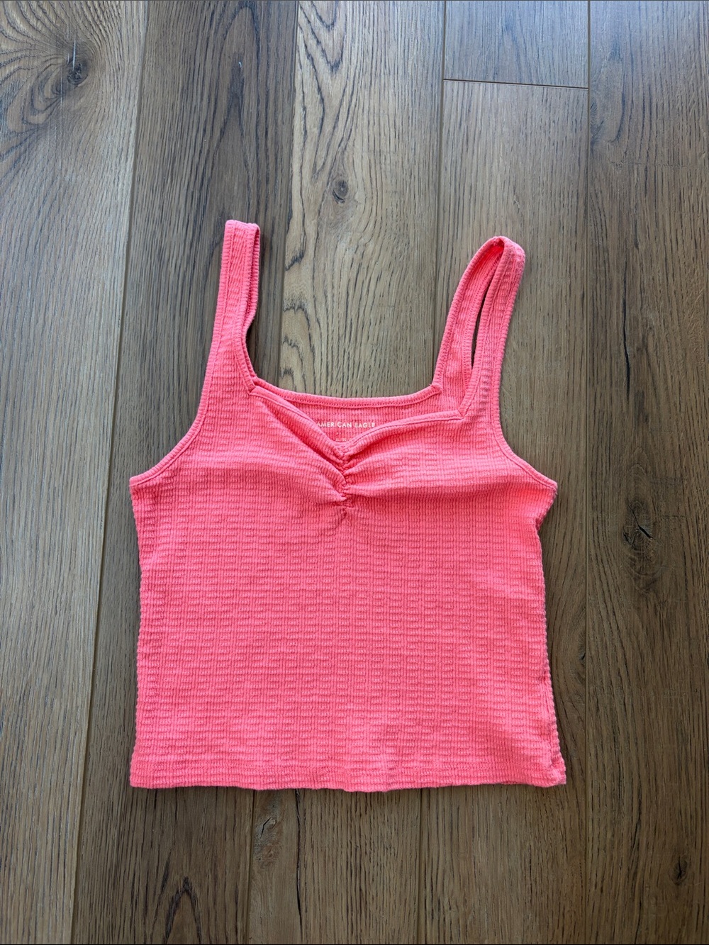 American Eagle Outfitters | Coral Pink Ribbed Cropped Tank Top